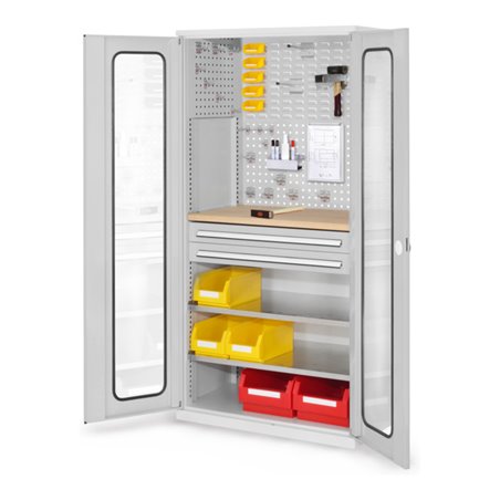 Kappes Schubladenschrank RasterPlan RAL 7035 Mod. 34 Sichtfenstertüren