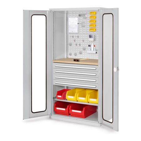 Kappes Schubladenschrank RasterPlan RAL 7035 Mod. 36 Sichtfenstertüren