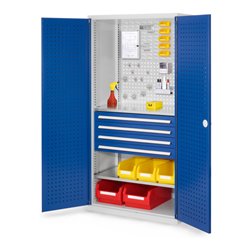 Kappes Schubladenschrank RasterPlan RAL 7035/5010 Mod. 13 Tür innen Lochplatten