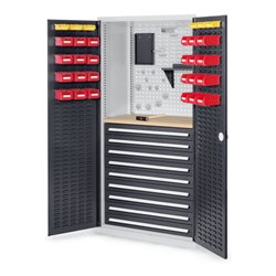 Kappes Schubladenschrank RasterPlan RAL 7035/4016 Mod. 27 Tür innen Schlitzplatten