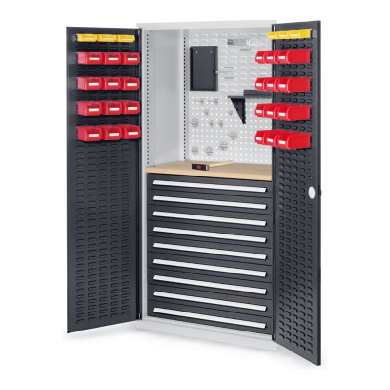 Kappes Schubladenschrank RasterPlan RAL 7035/4016 Mod. 27 Tür innen Schlitzplatten