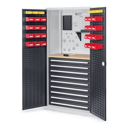 Kappes Schubladenschrank RasterPlan RAL 7035/4016 Mod. 27 Tür innen Schlitzplatten