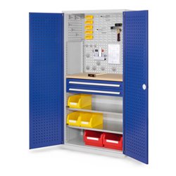 Kappes Schubladenschrank RasterPlan RAL 7035/5010 Mod. 14 Tür innen Lochplatten