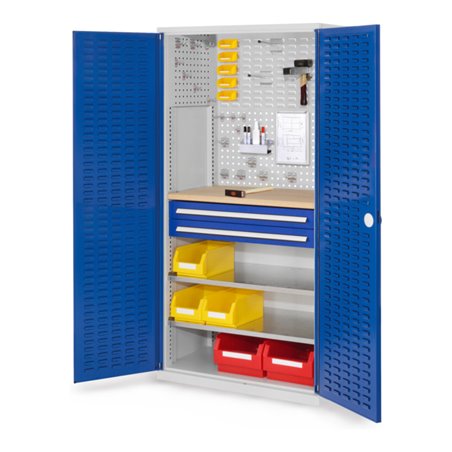 Kappes Schubladenschrank RasterPlan RAL 7035/5010 Mod. 24 Tür innen Schlitzplatten