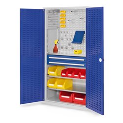 Kappes Schubladenschrank RasterPlan RAL 7035/5010 Mod. 21 Tür innen Schlitzplatten