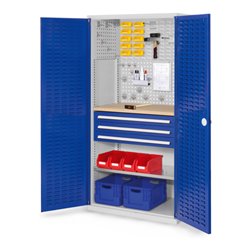 Kappes Schubladenschrank RasterPlan RAL 7035/5010 Mod. 25 Tür innen Schlitzplatten