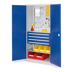 Kappes Schubladenschrank RasterPlan RAL 7035/5010 Mod. 23 Tür innen Schlitzplatten