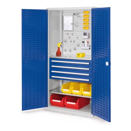 Kappes Schubladenschrank RasterPlan RAL 7035/5010 Mod. 23 Tür innen Schlitzplatten