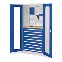 Kappes Schubladenschrank RasterPlan RAL 7035/5010 Mod. 37 Sichtfenstertüren