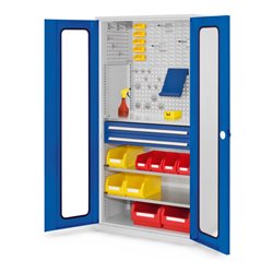 Kappes Schubladenschrank RasterPlan RAL 7035/5010 Mod. 31 Sichtfenstertüren