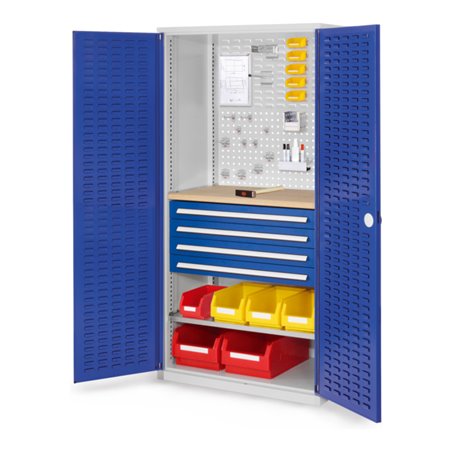 Kappes Schubladenschrank RasterPlan RAL 7035/5010 Mod. 26 Tür innen Schlitzplatten