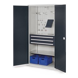 Kappes Schubladenschrank RasterPlan RAL 7035/7016 Mod. 12 Tür innen Lochplatten