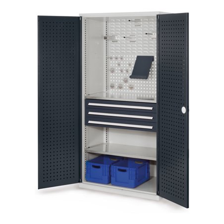 Kappes Schubladenschrank RasterPlan RAL 7035/7016 Mod. 12 Tür innen Lochplatten