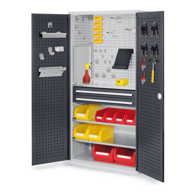Kappes Schubladenschrank RasterPlan RAL 7035/7016 Mod. 11 Tür innen Lochplatten