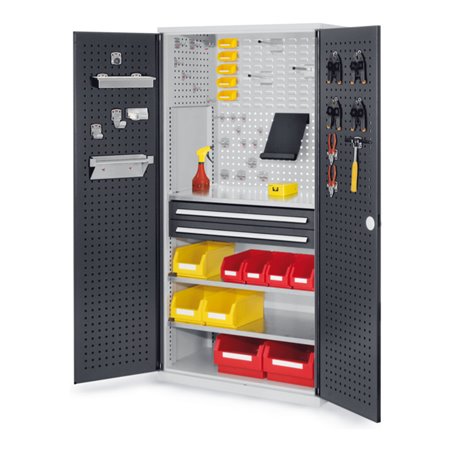 Kappes Schubladenschrank RasterPlan RAL 7035/7016 Mod. 11 Tür innen Lochplatten