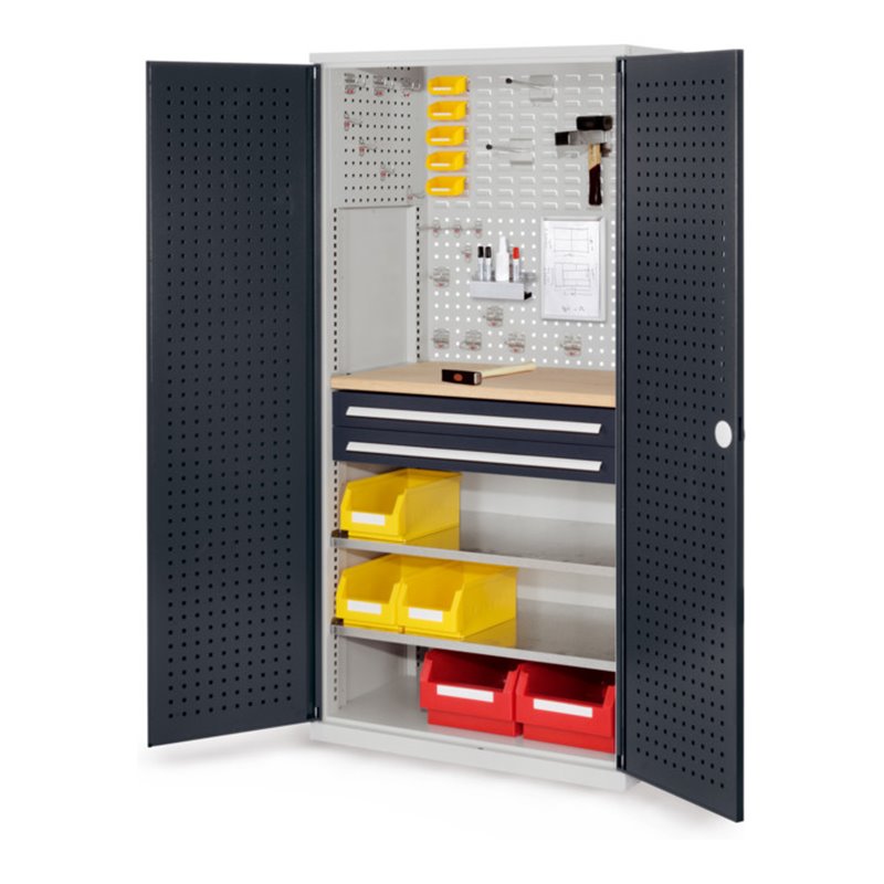 Kappes Schubladenschrank RasterPlan RAL 7035/7016 Mod. 14 Tür innen Lochplatten