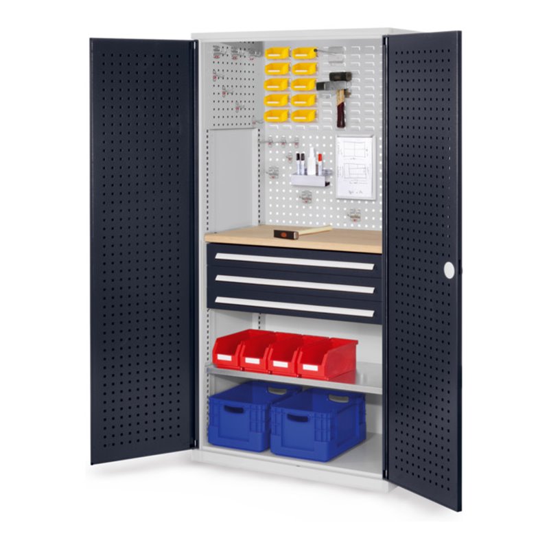 Kappes Schubladenschrank RasterPlan RAL 7035/7016 Mod. 15 Tür innen Lochplatten