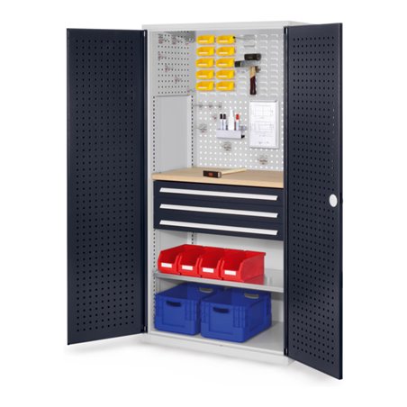 Kappes Schubladenschrank RasterPlan RAL 7035/7016 Mod. 15 Tür innen Lochplatten