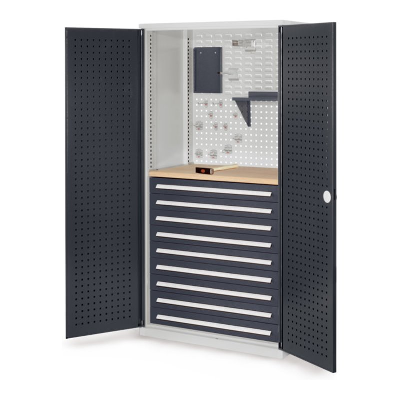 Kappes Schubladenschrank RasterPlan RAL 7035/7016 Mod. 17 Tür innen Lochplatten