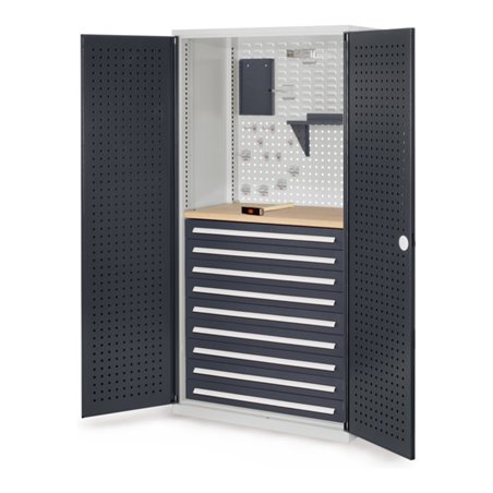 Kappes Schubladenschrank RasterPlan RAL 7035/7016 Mod. 17 Tür innen Lochplatten