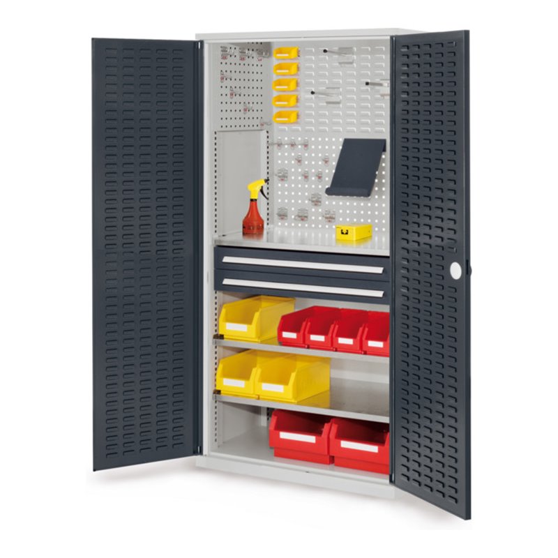 Kappes Schubladenschrank RasterPlan RAL 7035/7016 Mod. 21 Tür innen Schlitzplatten