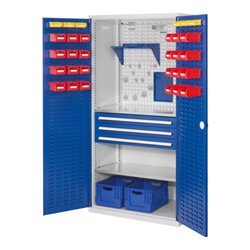 Kappes Schubladenschrank RasterPlan RAL 7035/5010 Mod. 22 Tür innen Schlitzplatten