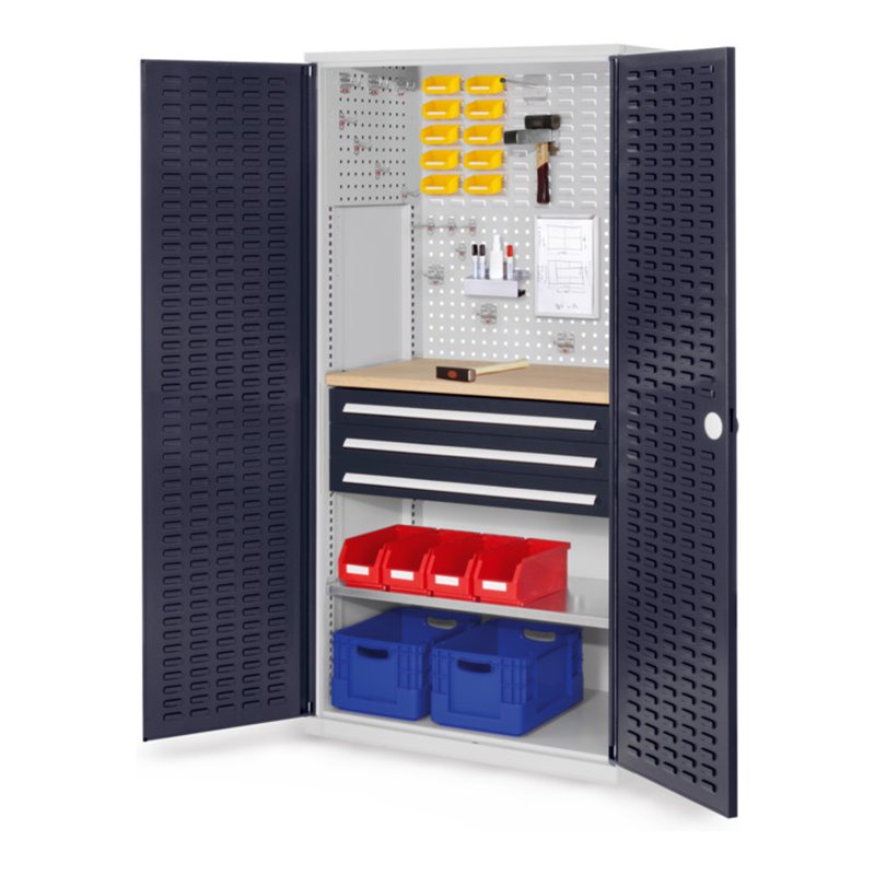 Kappes Schubladenschrank RasterPlan RAL 7035/7016 Mod. 25 Tür innen Schlitzplatten