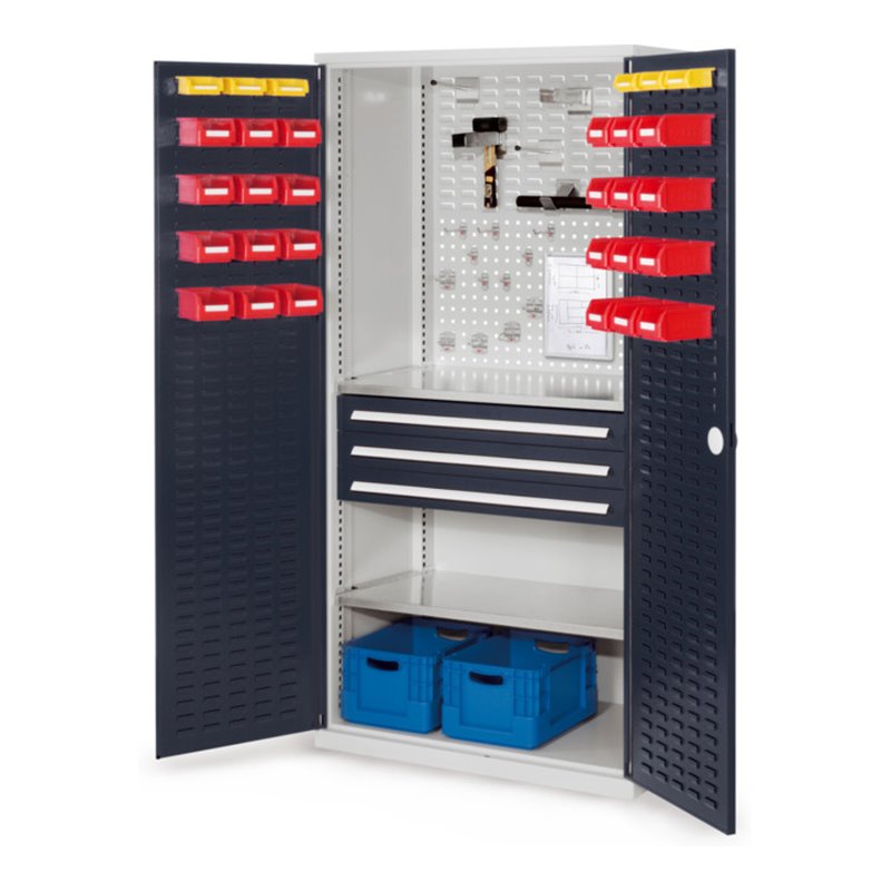 Kappes Schubladenschrank RasterPlan RAL 7035/7016 Mod. 22 Tür innen Schlitzplatten