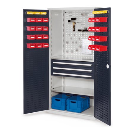 Kappes Schubladenschrank RasterPlan RAL 7035/7016 Mod. 22 Tür innen Schlitzplatten