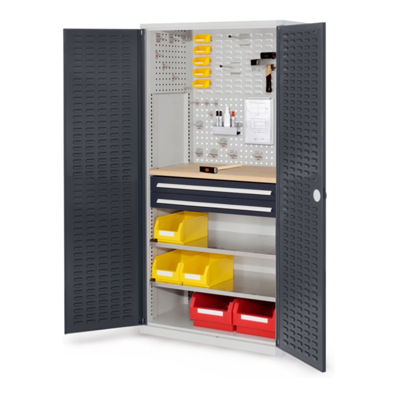 Kappes Schubladenschrank RasterPlan RAL 7035/7016 Mod. 24 Tür innen Schlitzplatten