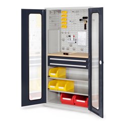 Kappes Schubladenschrank RasterPlan RAL 7035/7016 Mod. 34 Sichtfenstertüren