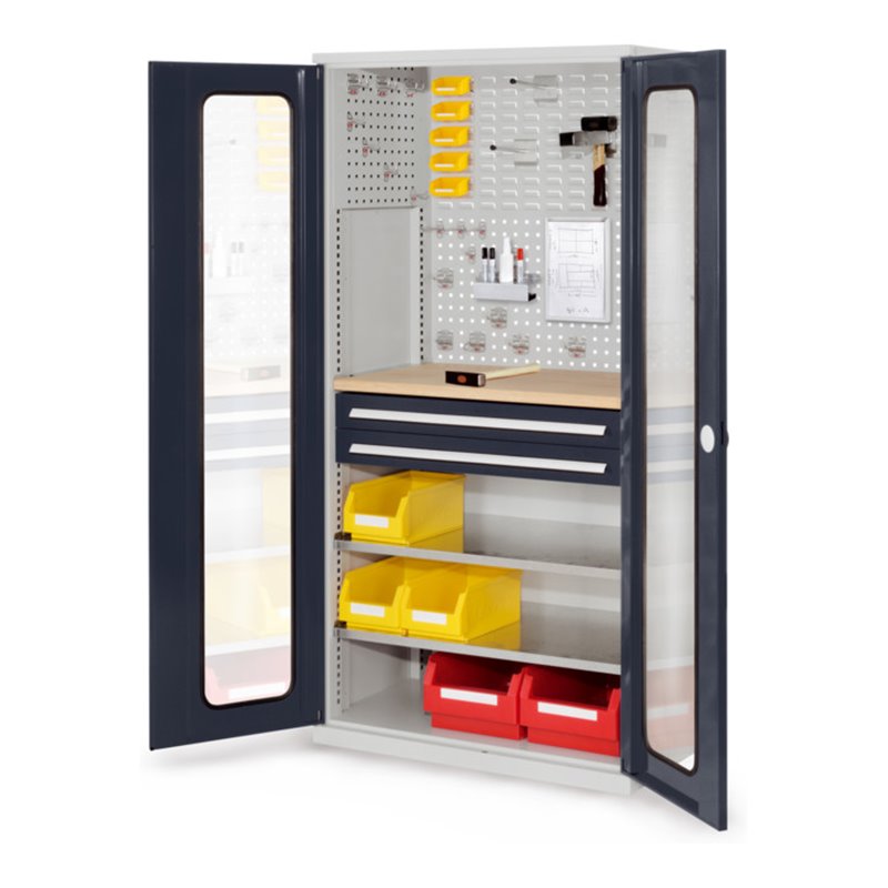 Kappes Schubladenschrank RasterPlan RAL 7035/7016 Mod. 34 Sichtfenstertüren