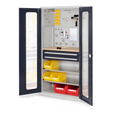 Kappes Schubladenschrank RasterPlan RAL 7035/7016 Mod. 34 Sichtfenstertüren