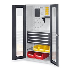 Kappes Schubladenschrank RasterPlan RAL 7035/7016 Mod. 33 Sichtfenstertüren