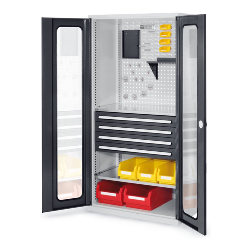 Kappes Schubladenschrank RasterPlan RAL 7035/7016 Mod. 33 Sichtfenstertüren