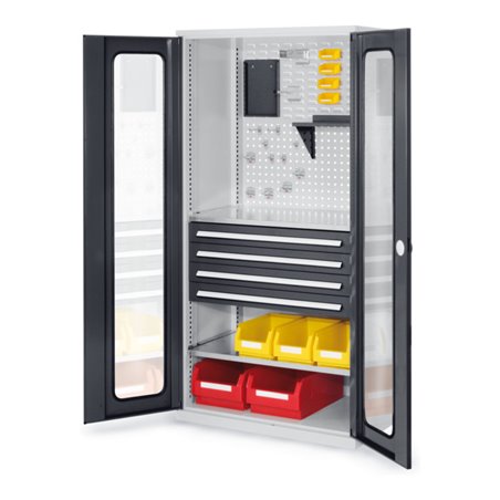 Kappes Schubladenschrank RasterPlan RAL 7035/7016 Mod. 33 Sichtfenstertüren