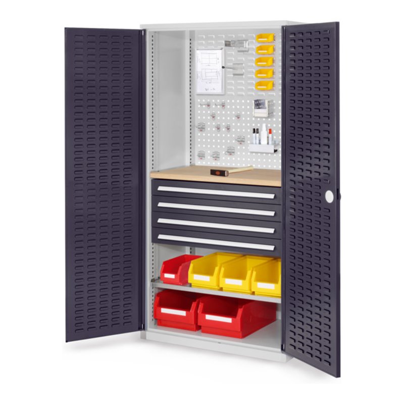 Kappes Schubladenschrank RasterPlan RAL 7035/7016 Mod. 26 Tür innen Schlitzplatten