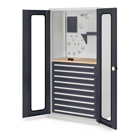 Kappes Schubladenschrank RasterPlan RAL 7035/7016 Mod. 37 Sichtfenstertüren