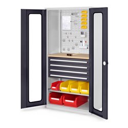 Kappes Schubladenschrank RasterPlan RAL 7035/7016 Mod. 36 Sichtfenstertüren