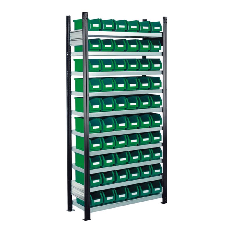 Kappes Steckregal RasterPlan mit Lagersichtkästen Mod. 10 2000 x 1000 x 300 mm GF RAL 7016