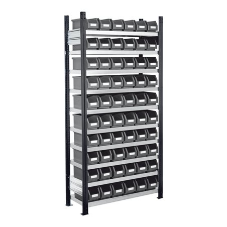 Kappes Steckregal RasterPlan mit Lagersichtkästen Mod. 11 2000 x 1000 x 300 mm GF RAL 7016