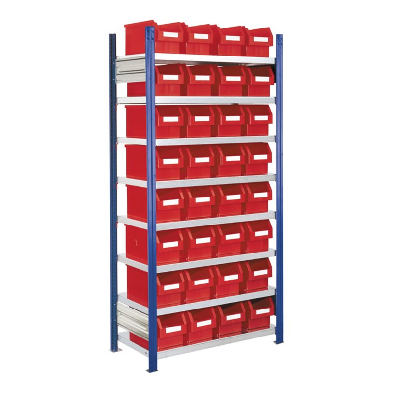 Kappes Steckregal RasterPlan mit Lagersichtkästen Mod. 12 2000 x 1000 x 400 mm GF RAL 5010