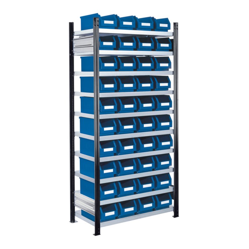 Kappes Steckregal RasterPlan mit Lagersichtkästen Mod. 13 2000 x 1000 x 400 mm GF RAL 7016