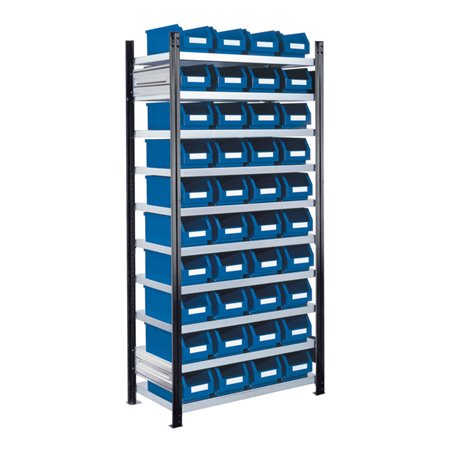 Kappes Steckregal RasterPlan mit Lagersichtkästen Mod. 13 2000 x 1000 x 400 mm GF RAL 7016