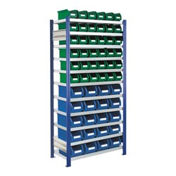 Kappes Steckregal RasterPlan mit Lagersichtkästen Mod. 14 2000 x 1000 x 400 mm GF RAL 5010