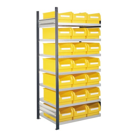 Kappes Steckregal RasterPlan mit Lagersichtkästen Mod. 15 2000 x 1000 x 600 mm AF RAL 7016