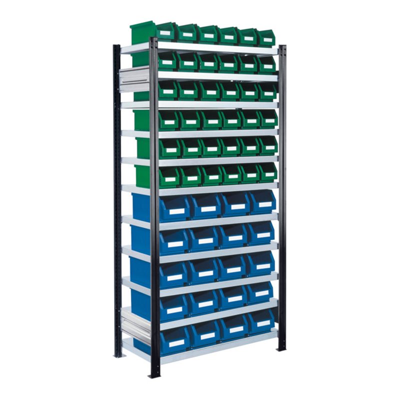 Kappes Steckregal RasterPlan mit Lagersichtkästen Mod. 14 2000 x 1000 x 400 mm GF RAL 7018