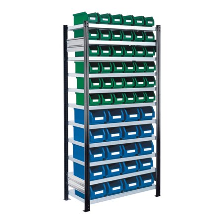 Kappes Steckregal RasterPlan mit Lagersichtkästen Mod. 14 2000 x 1000 x 400 mm GF RAL 7018