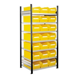 Kappes Steckregal RasterPlan mit Lagersichtkästen Mod. 15 2000 x 1000 x 600 mm GF RAL 7016