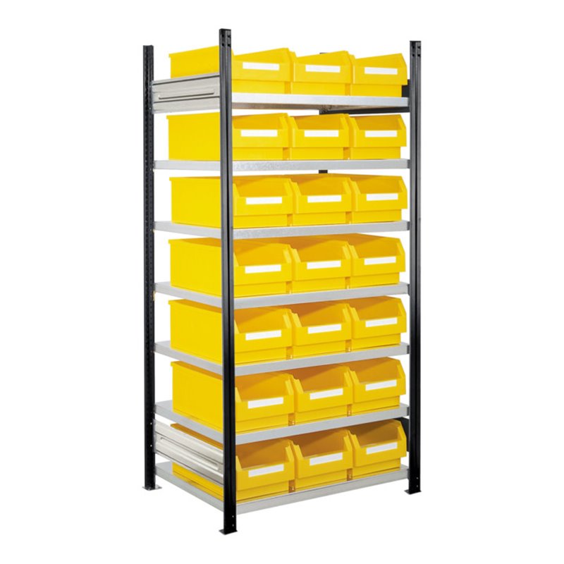 Kappes Steckregal RasterPlan mit Lagersichtkästen Mod. 15 2000 x 1000 x 600 mm GF RAL 7016